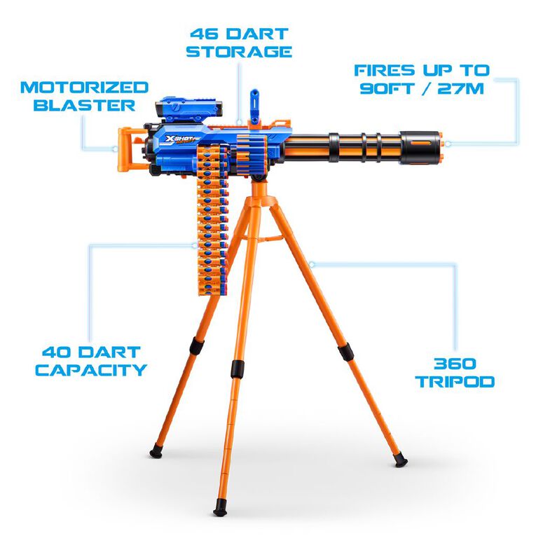 Zuru X Shot Insanity Motorized Rage Fire Gatlin Blaster