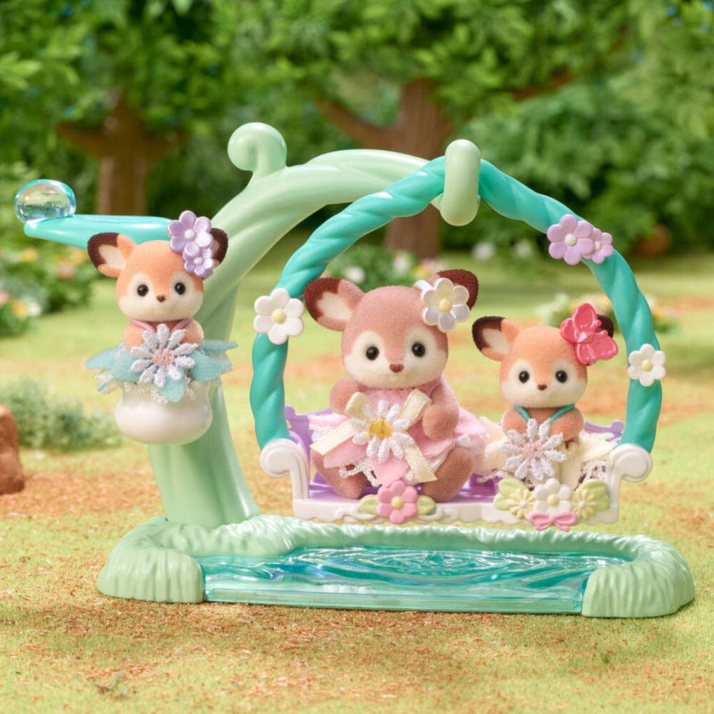 Sylvanian Families - Deer Babies -Floral Swing Set