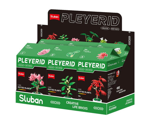 Sluban B 1075 Potted Plants Lifelike Flowers CDU 6 Assorted