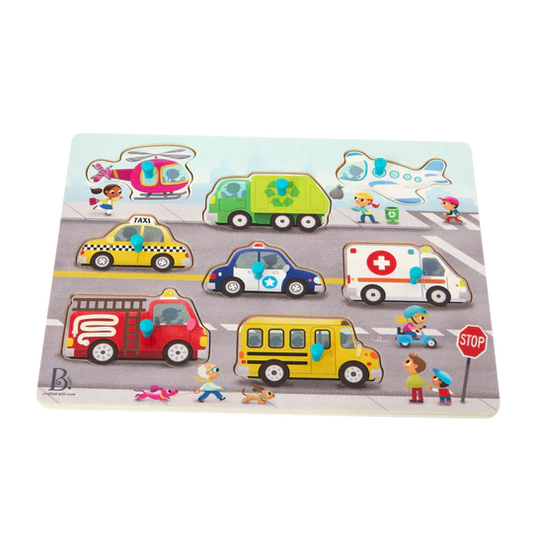 Peek & Explore Vehicles Peg Puzzle