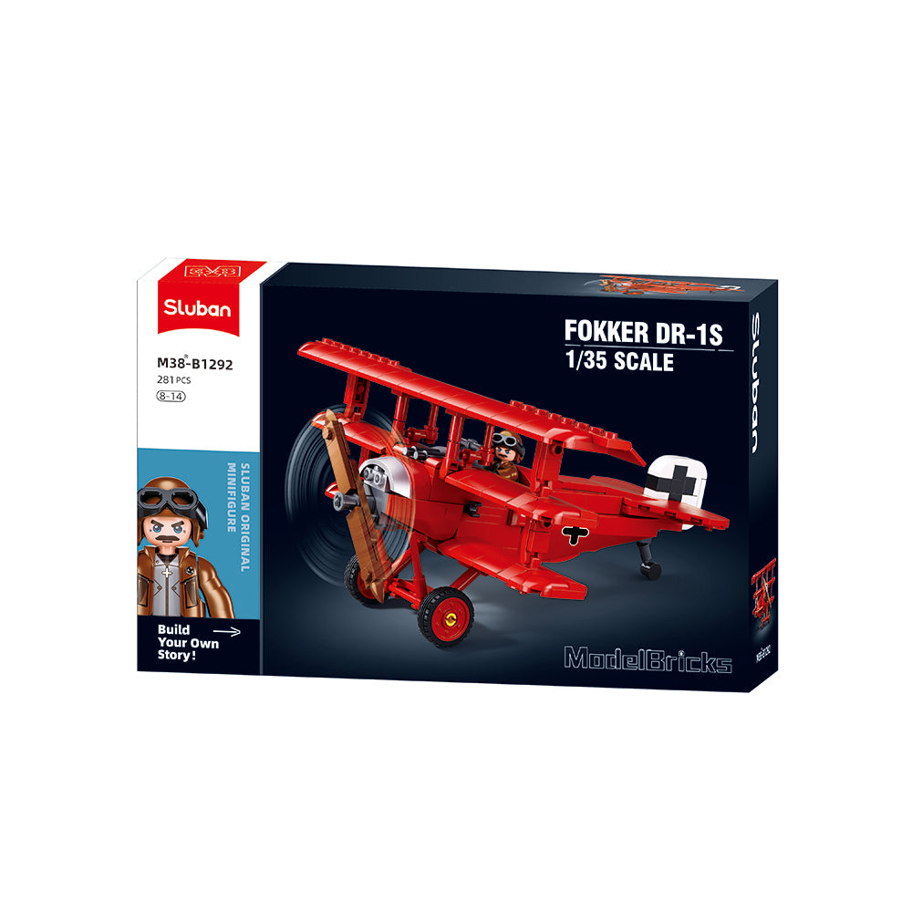 Sluban M38 B1292 Model bricks Fokker DR 1S 1/35 flying plane