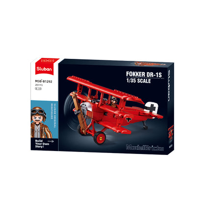 Sluban M38 B1292 Model bricks Fokker DR 1S 1/35 flying plane