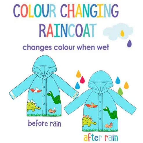 Colour Changing Raincoat: Dinosaur Size:  Age 4-6